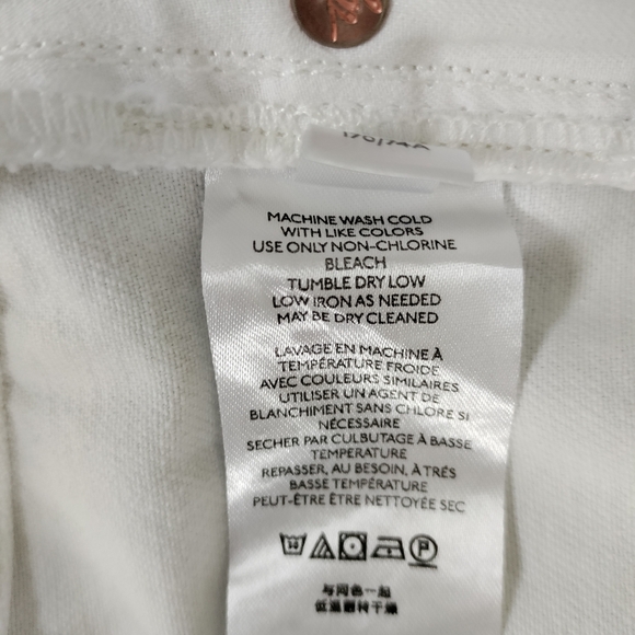 We the Free People Button Fly White Ripped Raw Hem High Rise Jeans - Picture 8 of 13